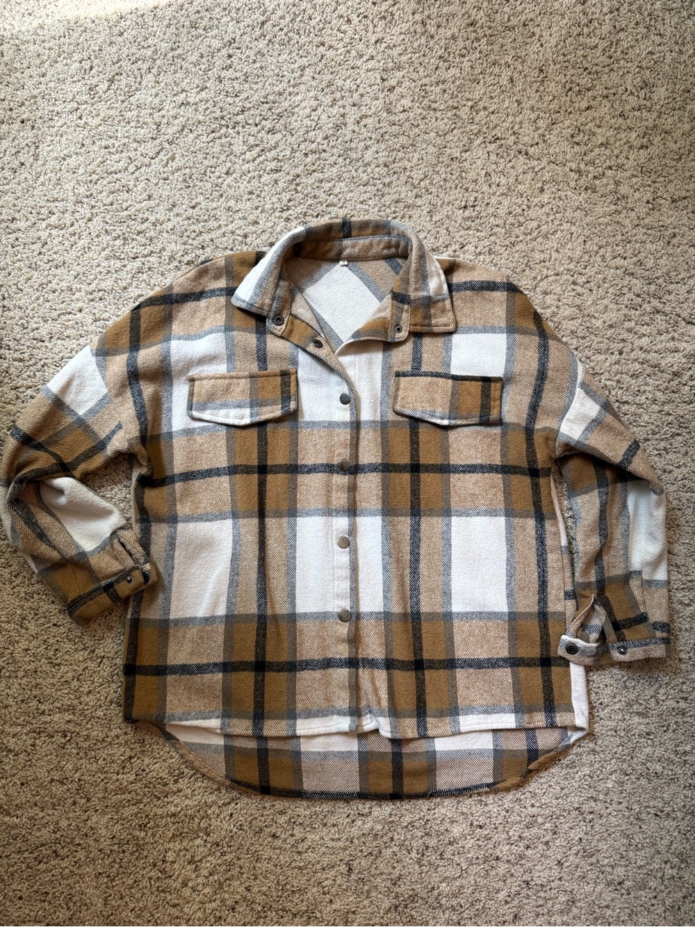 Plaid Shacket in Mustard and Cream
